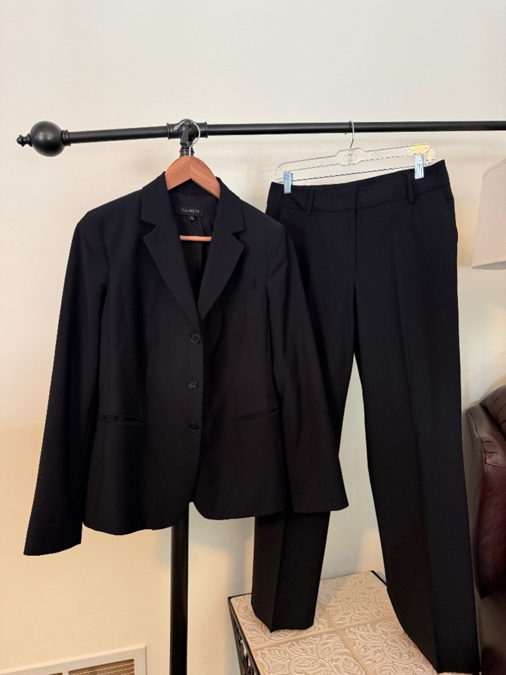 Talbots Black 2-Piece Pant Suit Set 3-Button Blazer & Straight Leg Trousers